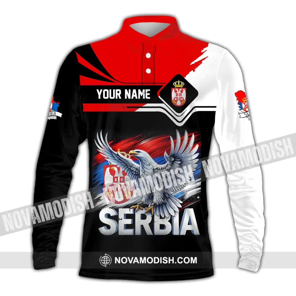 Unisex Shirt Custom Name Serbia Polo Long Sleeve Gift / S T-Shirt