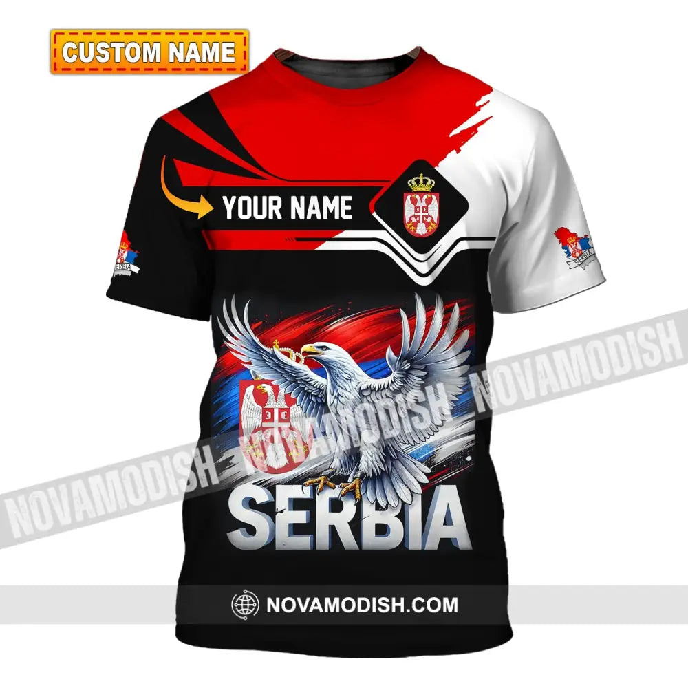 Unisex Shirt Custom Name Serbia Polo Long Sleeve Gift T-Shirt