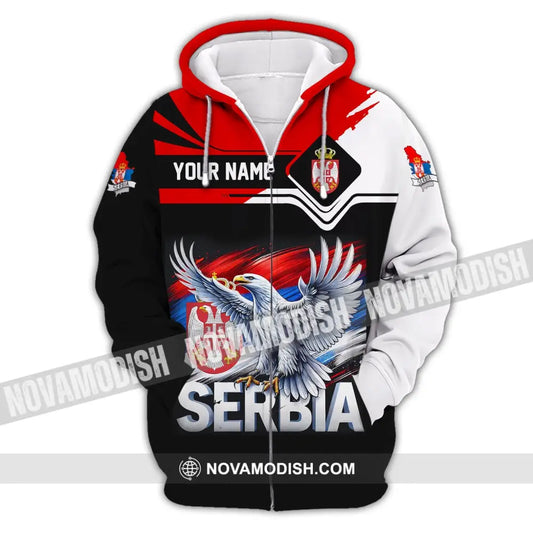 Unisex Shirt Custom Name Serbia Polo Long Sleeve Gift Zipper Hoodie / S T-Shirt