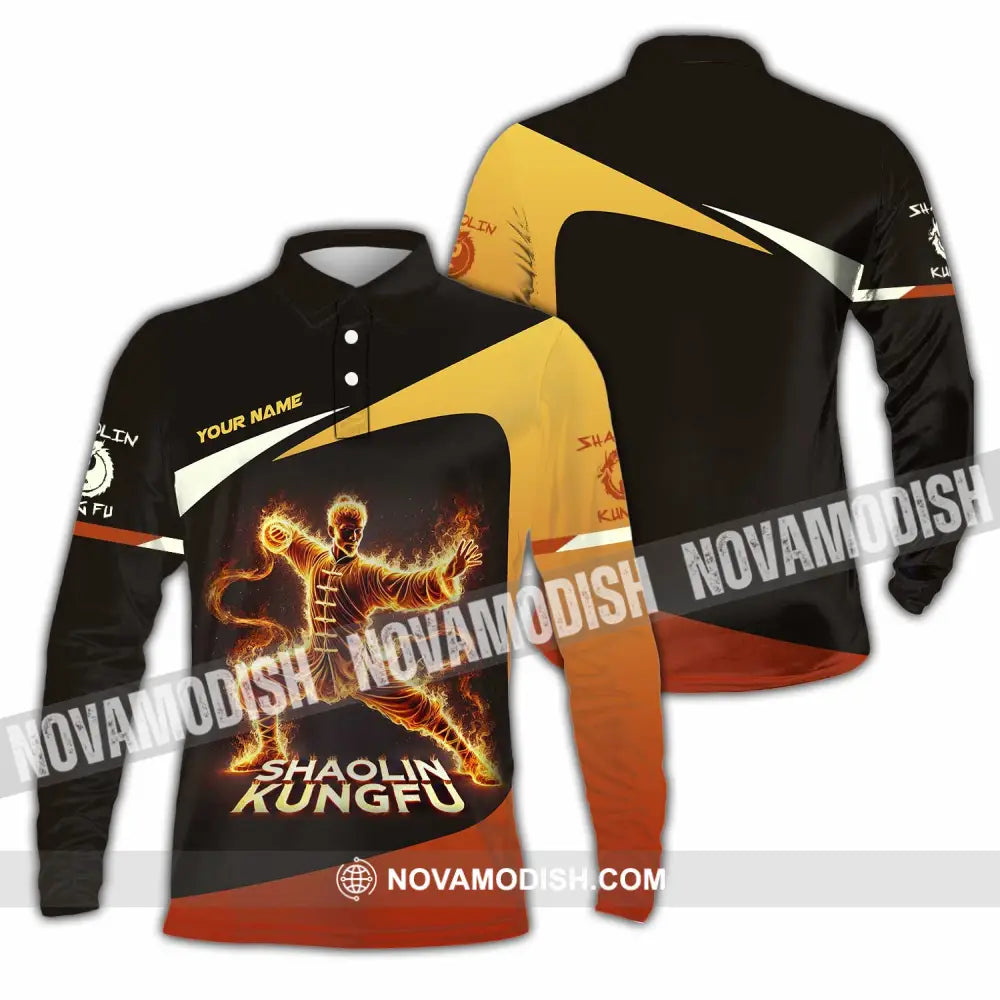 Unisex Shirt Custom Name Shaolin Kungfu Polo Long Sleeve / S T-Shirt