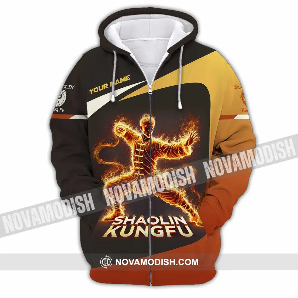 Unisex Shirt Custom Name Shaolin Kungfu Polo Long Sleeve Zipper Hoodie / S T-Shirt