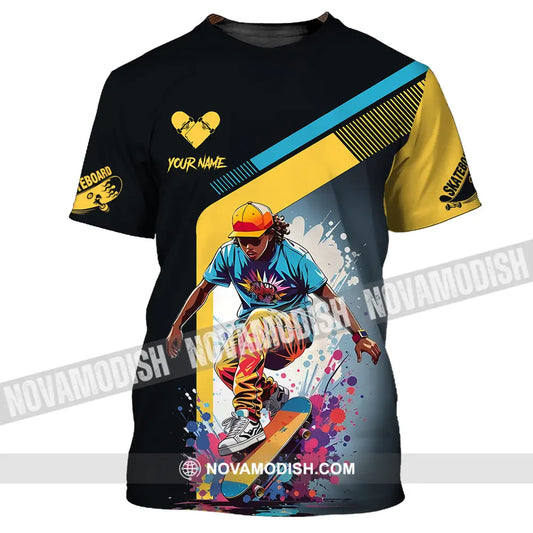 Unisex Shirt - Custom Name Skateboard Sport Shirt For Player Golden Heart T-Shirt / S T-shirt