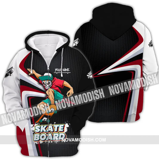 Unisex Shirt - Custom Name Skateboard Sport Shirt For Player Zipper Hoodie / S T-shirt