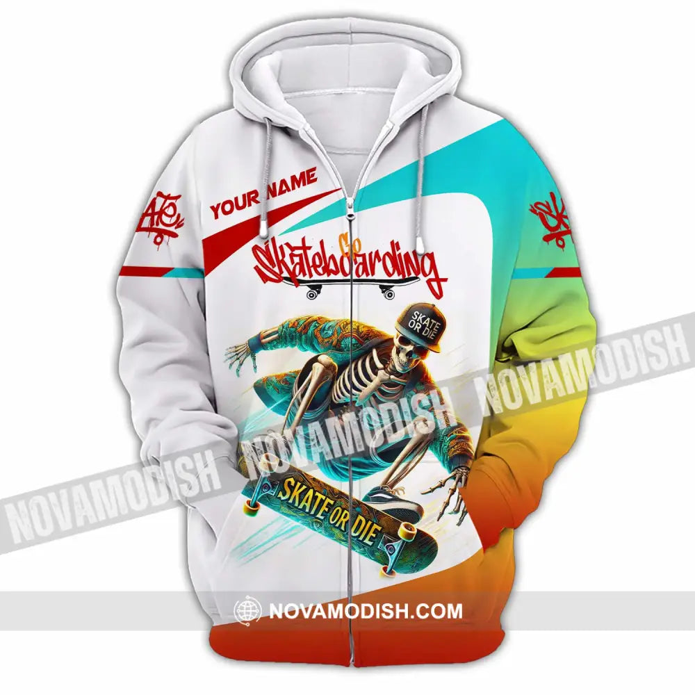 Unisex Shirt Custom Name Skateboarding Love Hoodie Polo Long Sleeve Zipper / S T-Shirt