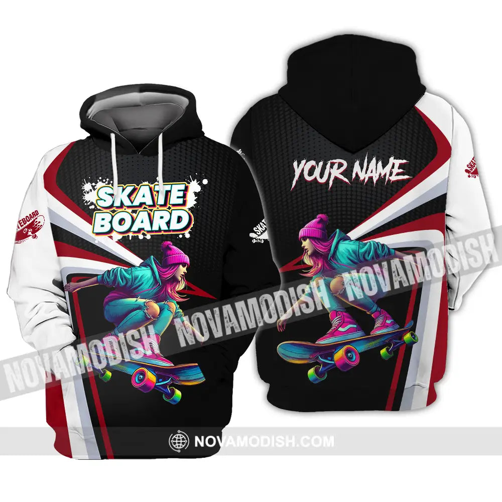 Unisex Shirt - Custom Name Skateboarding Player Dark Sport Shirt Hoodie / S T-shirt