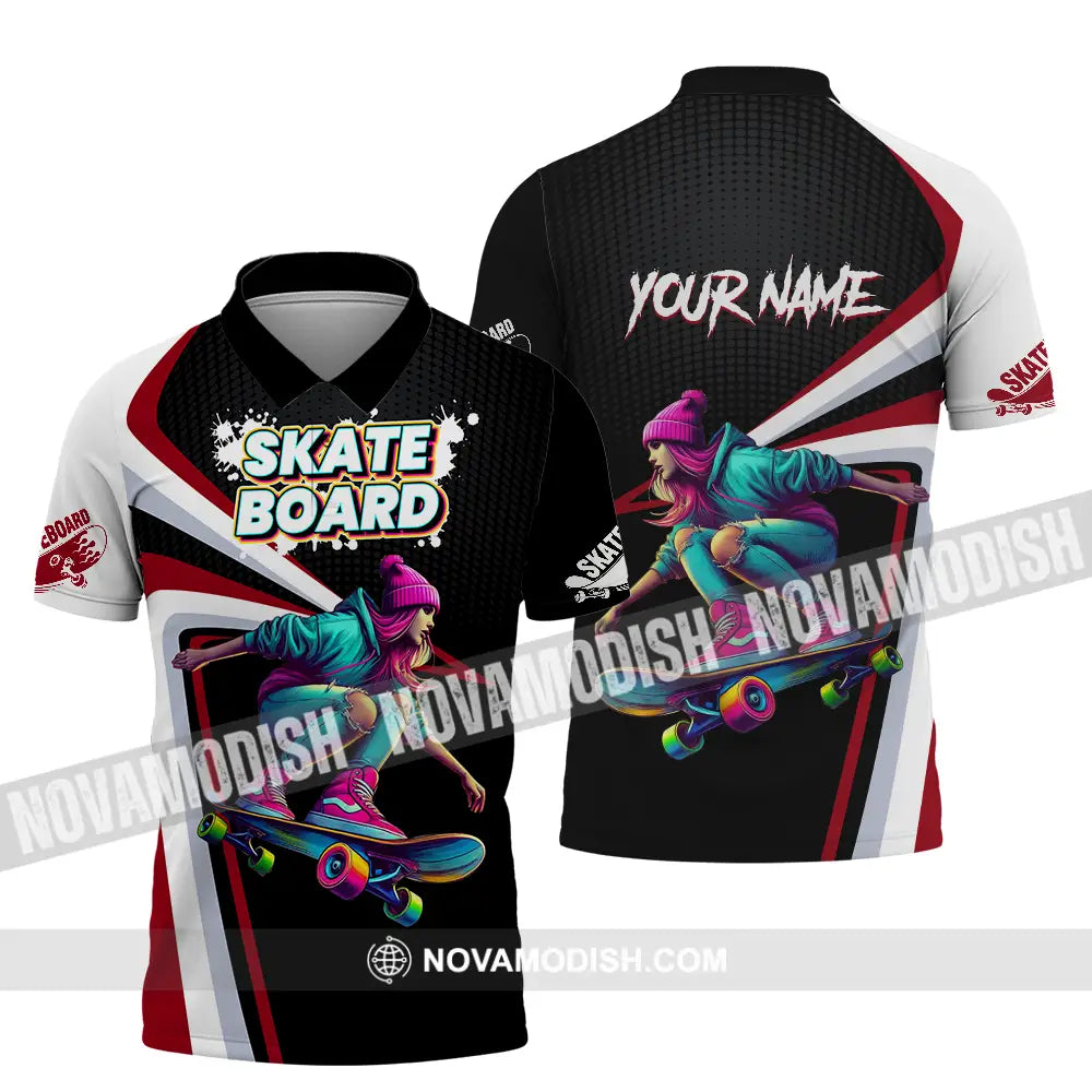 Unisex Shirt - Custom Name Skateboarding Player Dark Sport Shirt Polo Shirt / S T-shirt