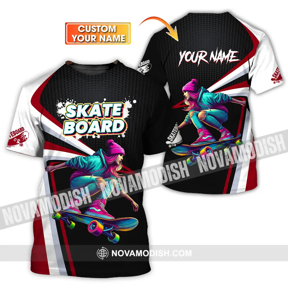 Unisex Shirt - Custom Name Skateboarding Player Dark Sport Shirt T-shirt