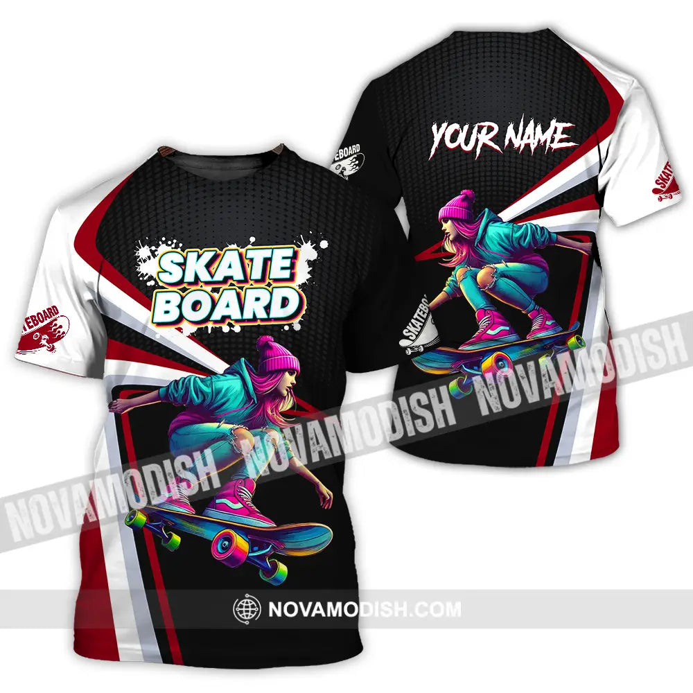 Unisex Shirt - Custom Name Skateboarding Player Dark Sport Shirt T-Shirt / S T-shirt