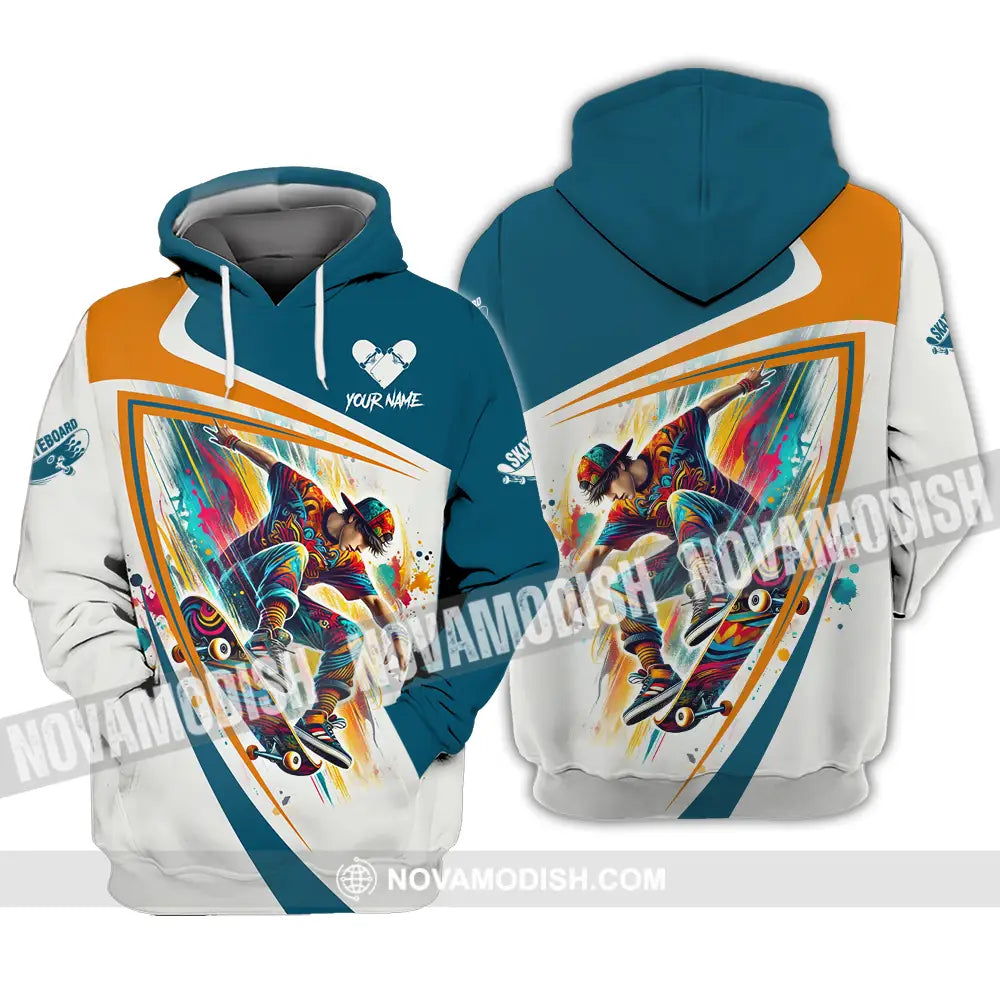 Unisex Shirt - Custom Name Skateboarding Player Heart Sport Shirt Hoodie / S T-shirt