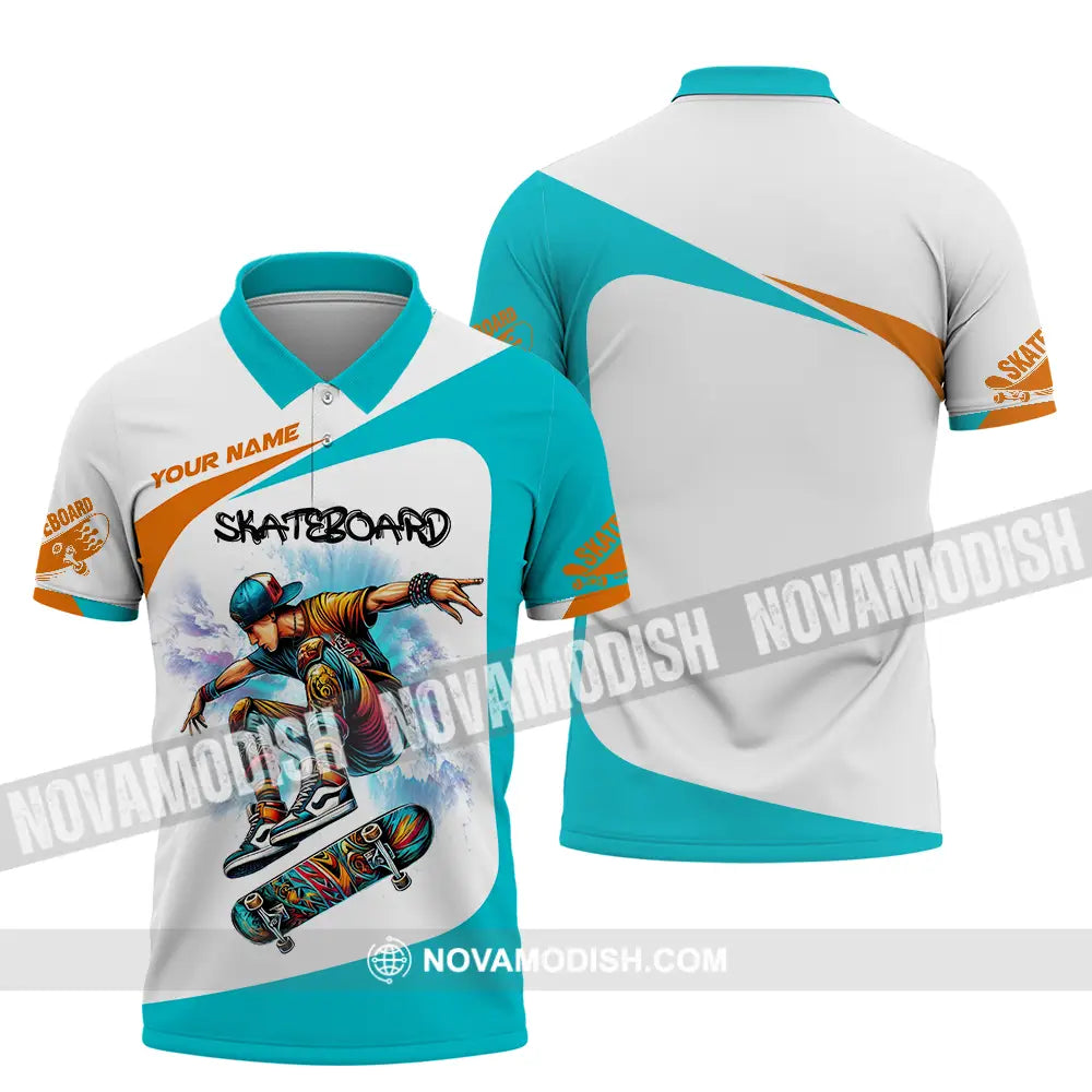 Unisex Shirt - Custom Name Skateboarding Player Light Sport Shirt Playing Polo Shirt / S T-shirt