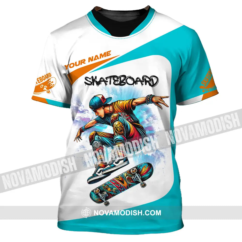 Unisex Shirt - Custom Name Skateboarding Player Light Sport Shirt Playing T-Shirt / S T-shirt