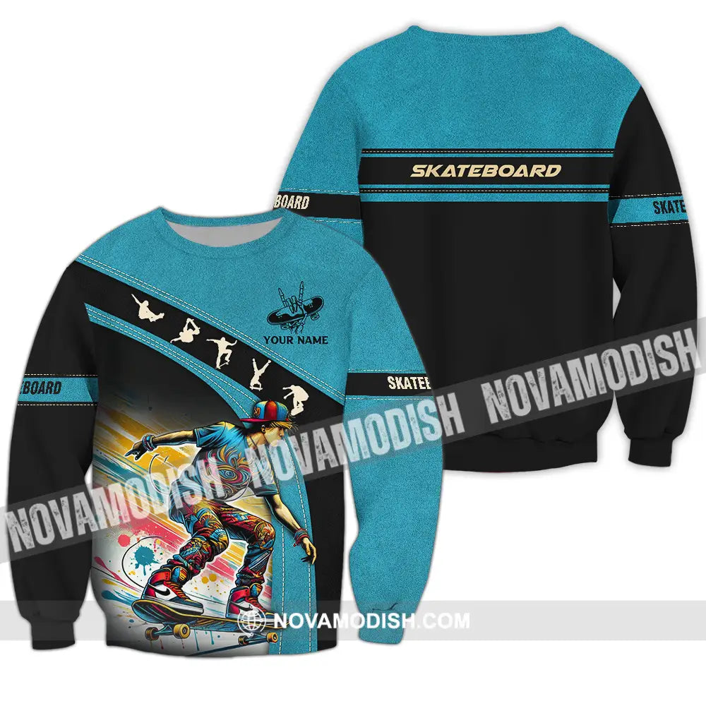 Unisex Shirt - Custom Name Skateboarding Player Sport Shirt Long Sleeve / S T-shirt