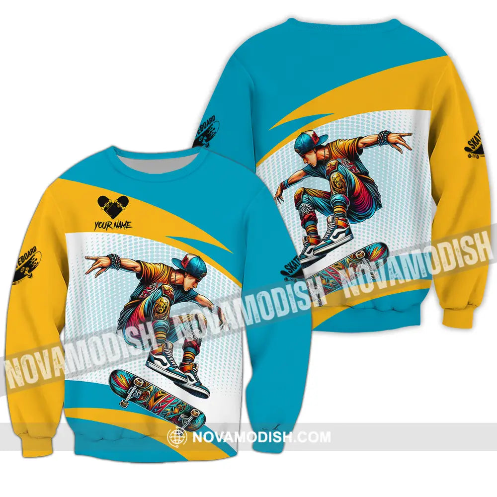 Unisex Shirt - Custom Name Skateboarding Player Sport Shirt Playing Long Sleeve / S T-shirt