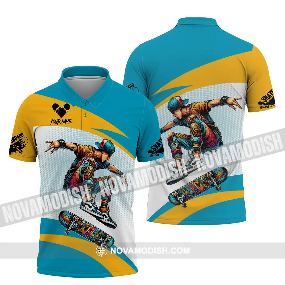 Unisex Shirt - Custom Name Skateboarding Player Sport Shirt Playing Polo Shirt / S T-shirt