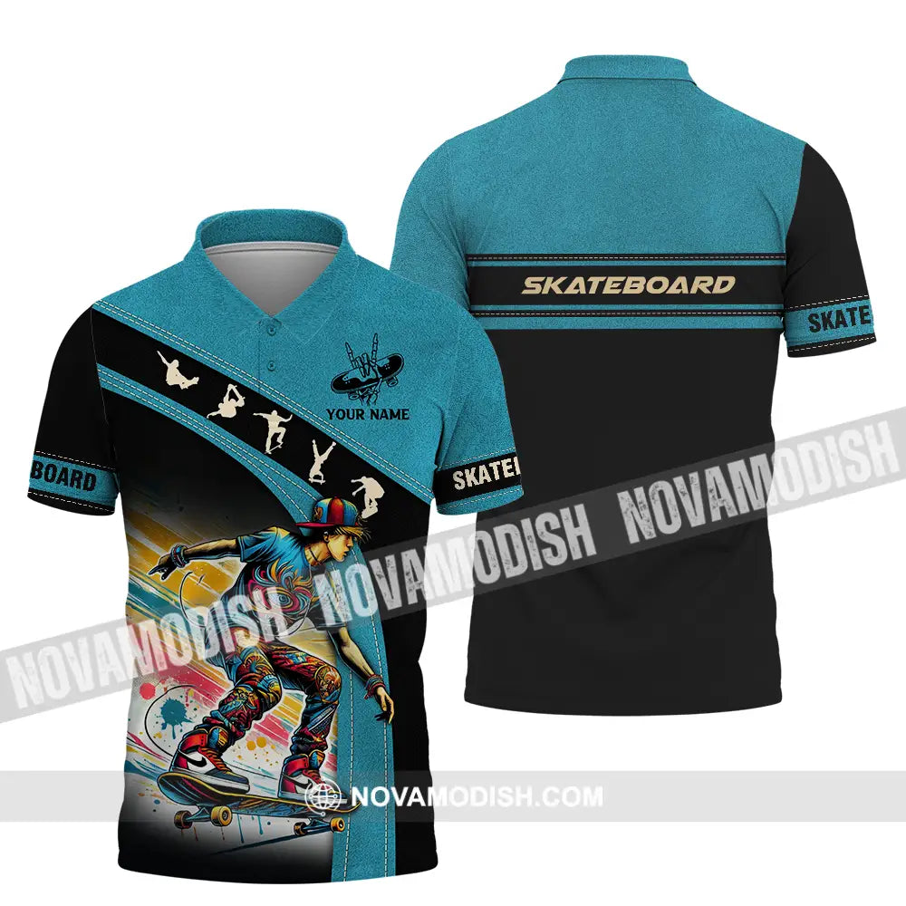 Unisex Shirt - Custom Name Skateboarding Player Sport Shirt Polo Shirt / S T-shirt