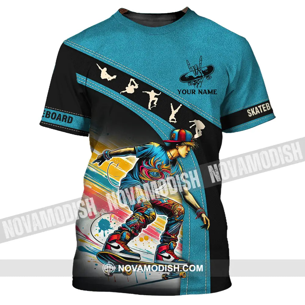 Unisex Shirt - Custom Name Skateboarding Player Sport Shirt T-Shirt / S T-shirt