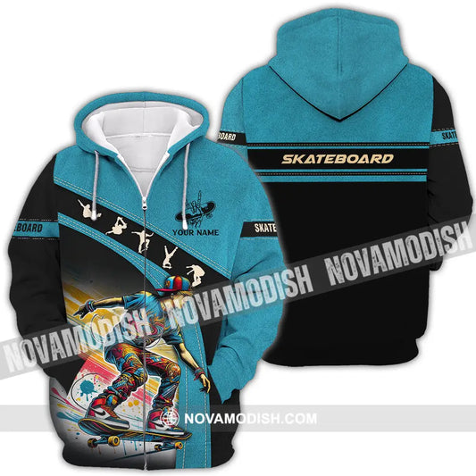 Unisex Shirt - Custom Name Skateboarding Player Sport Shirt Zipper Hoodie / S T-shirt
