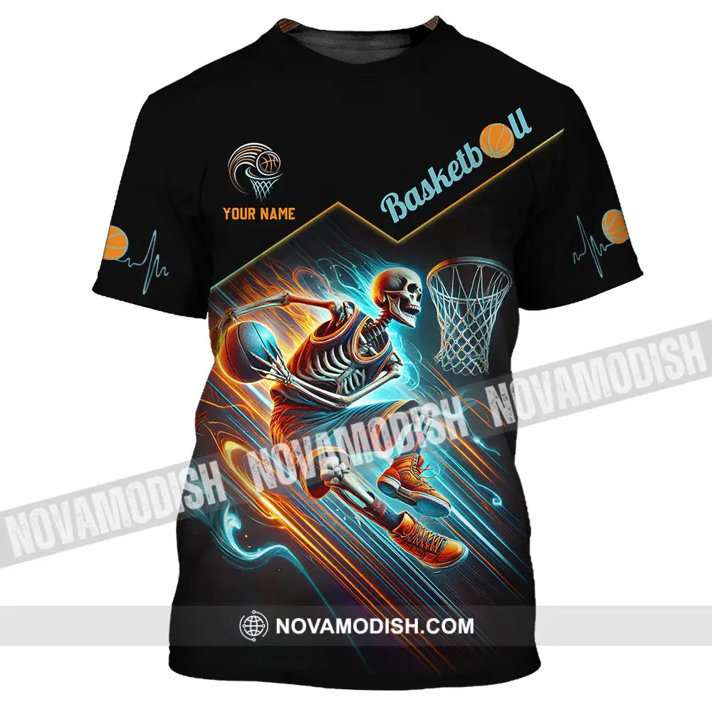 Unisex Shirt - Custom Name Skeleton Basketball T-Shirt / S T-Shirt