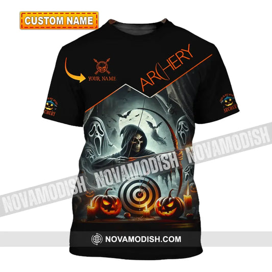 Unisex Shirt - Custom Name Skull Archery Target T-Shirt