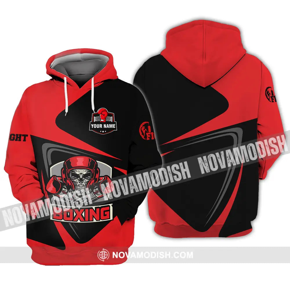 Unisex Shirt - Custom Name Skull Boxing Shirt Hoodie / S T-shirt