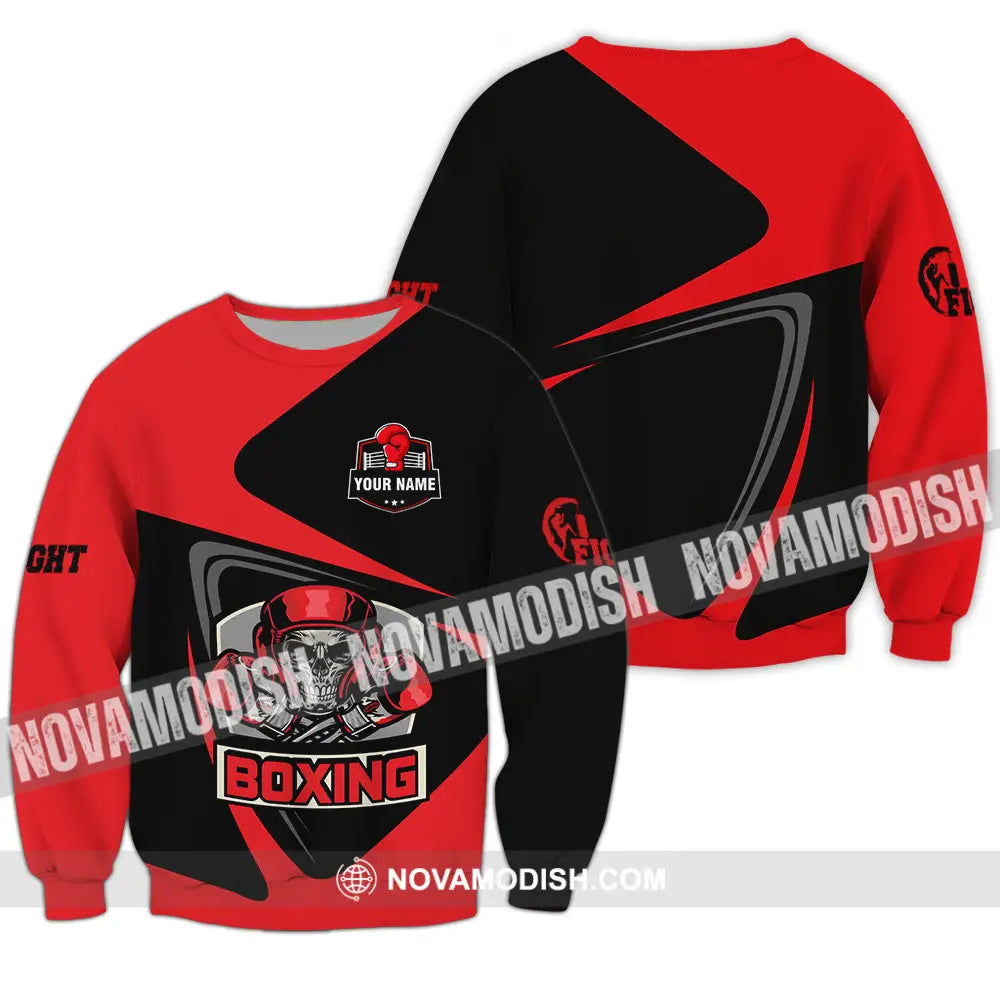 Unisex Shirt - Custom Name Skull Boxing Shirt Long Sleeve / S T-shirt
