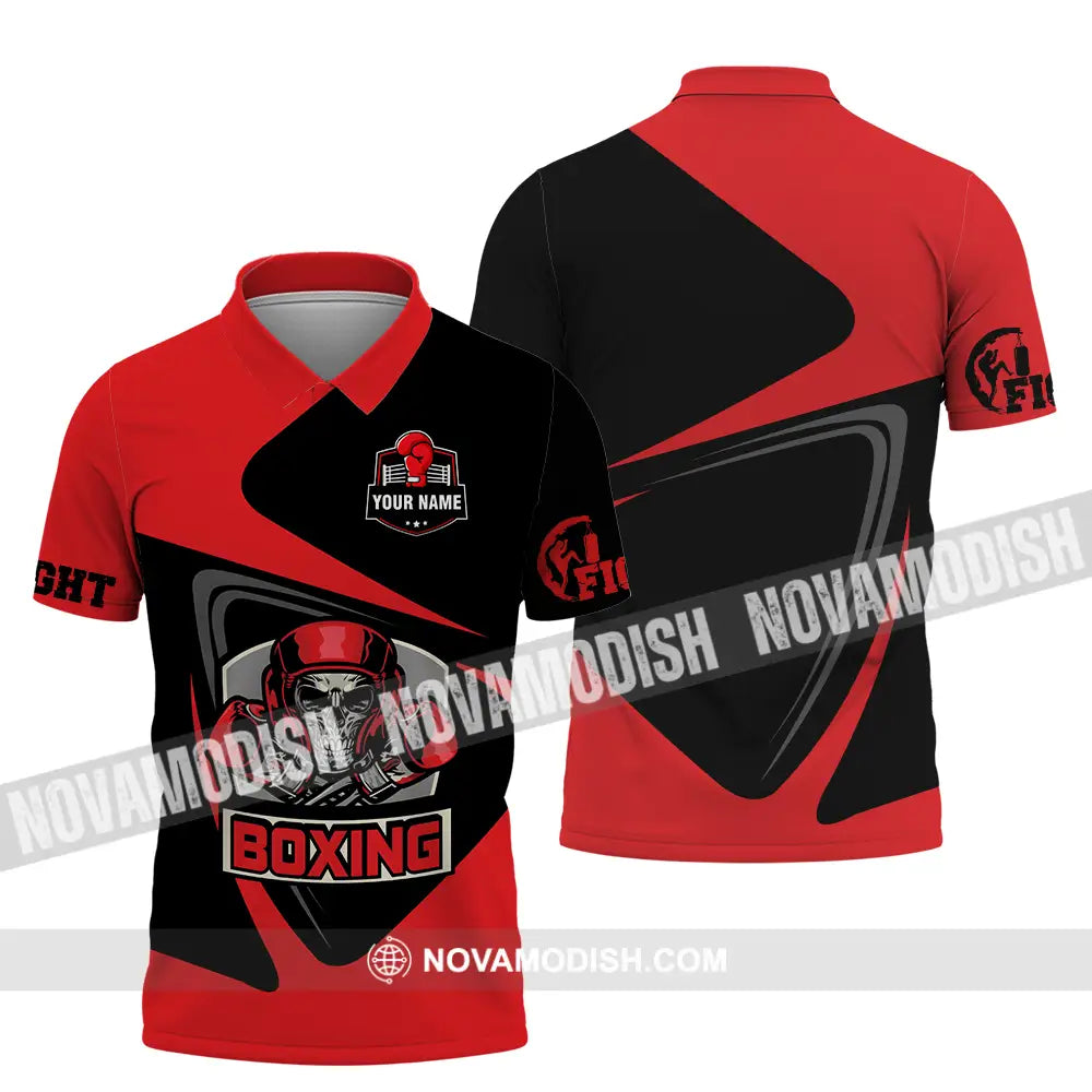 Unisex Shirt - Custom Name Skull Boxing Shirt Polo Shirt / S T-shirt