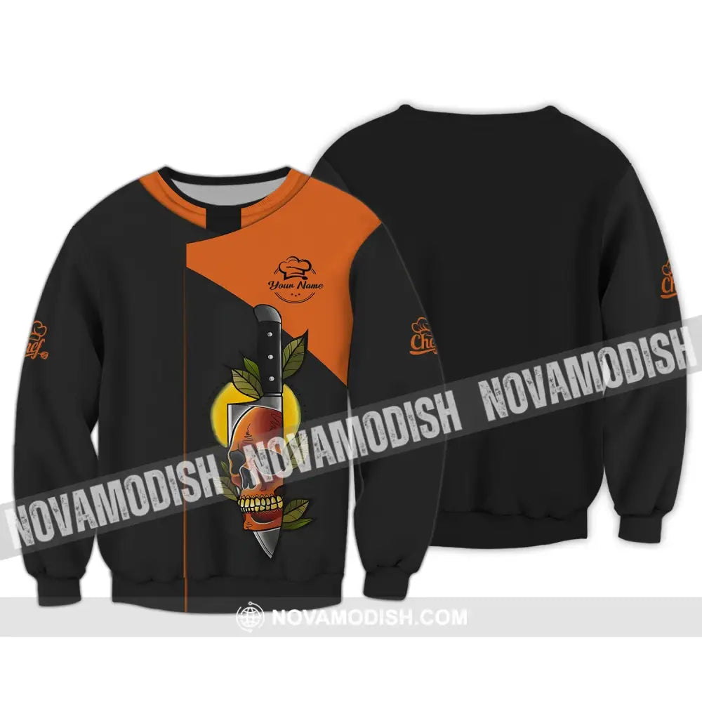 Unisex Shirt - Custom Name Shirt - Skull Motif On The Knife Long Sleeve / S T-shirt
