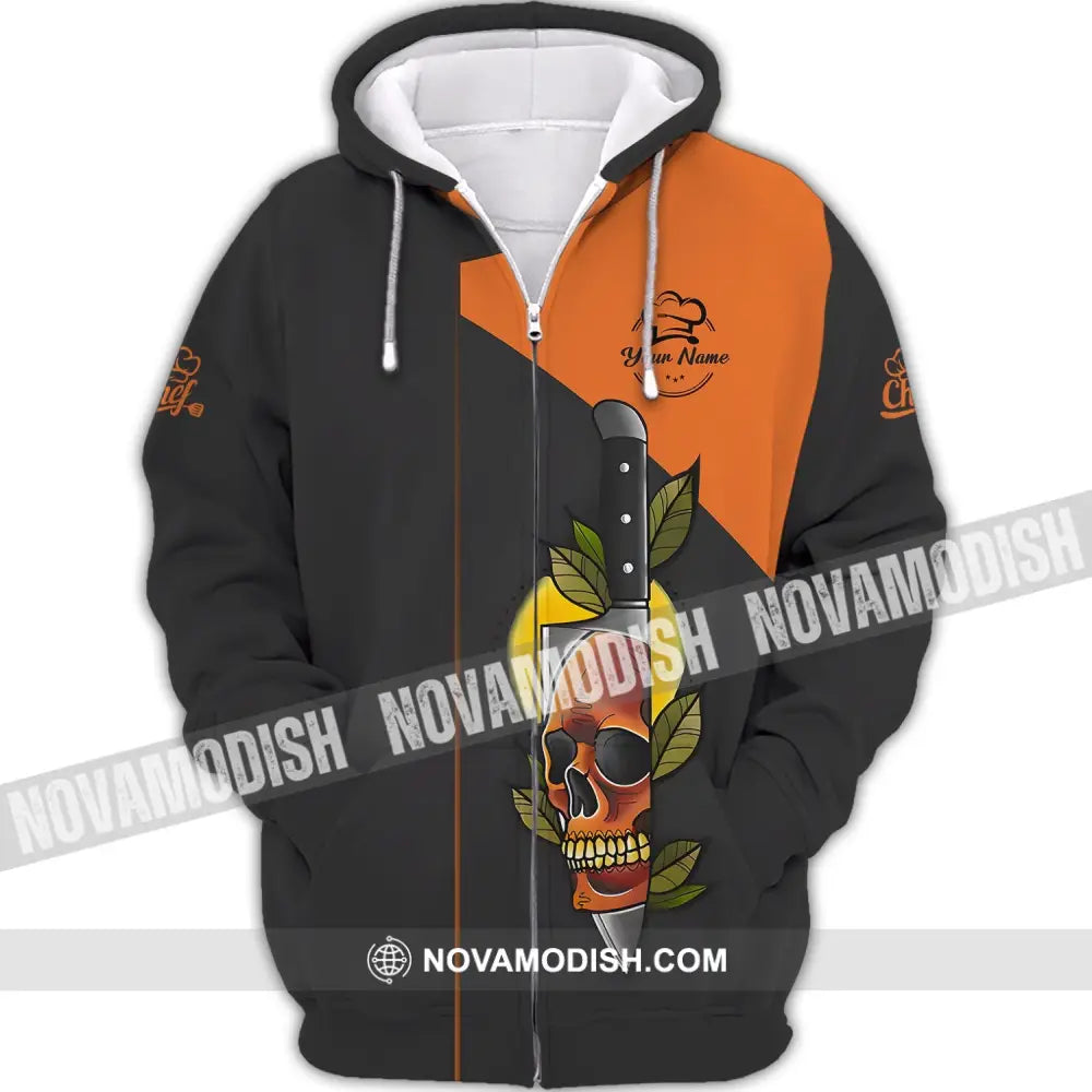 Unisex Shirt - Custom Name Shirt - Skull Motif On The Knife Zipper Hoodie / S T-shirt
