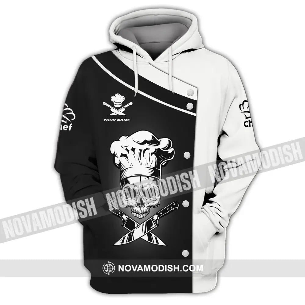 Unisex Shirt - Custom Name Skullcap Chef Black And White Shirt Hoodie / S T-shirt