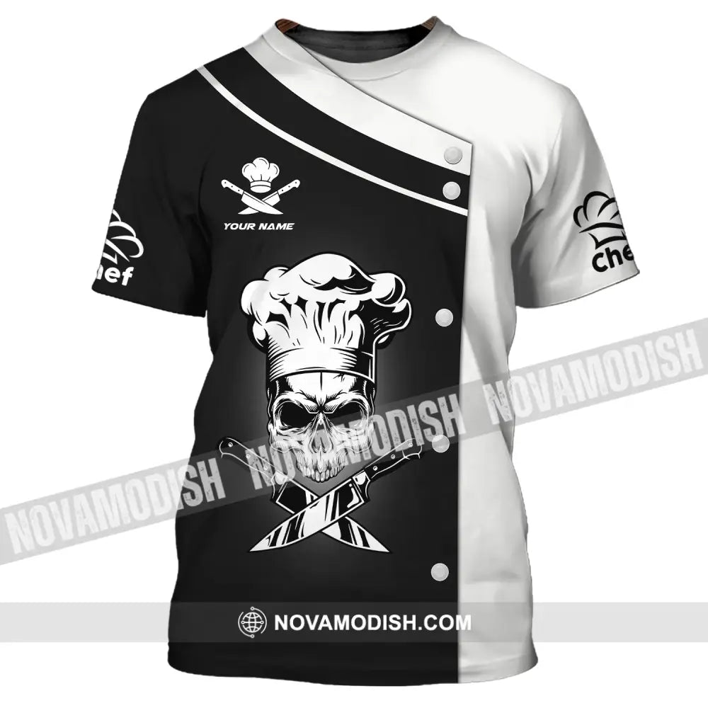 Unisex Shirt - Custom Name Skullcap Chef Black And White Shirt T-Shirt / S T-shirt
