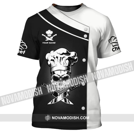 Unisex Shirt - Custom Name Skullcap Chef Black And White Shirt T-Shirt / S T-shirt