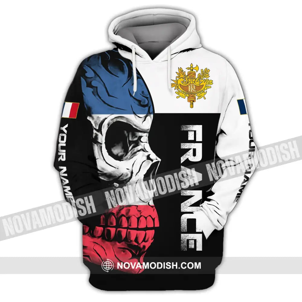 Unisex Shirt - Custom Name Shirt - Skullcap France Flag Color Shirt Hoodie / S T-shirt