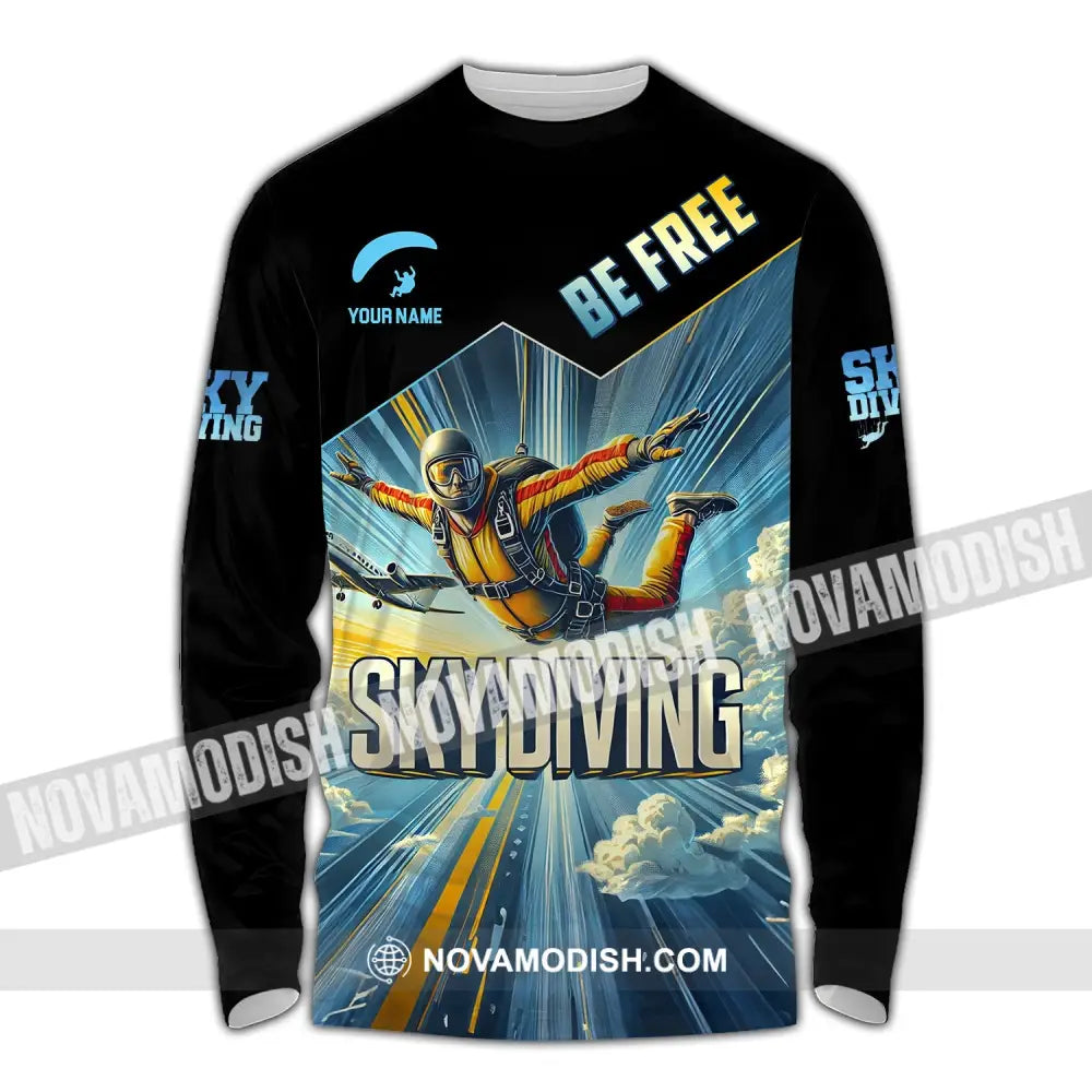 Unisex Shirt Custom Name Sky Diving T-Shirt For Lover Long Sleeve / S T-Shirt