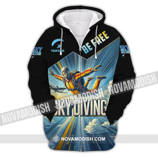 Unisex Shirt Custom Name Sky Diving T-Shirt For Lover Zipper Hoodie / S T-Shirt