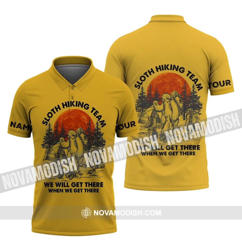 Unisex Shirt - Custom Name Shirt - Sloth Hiking Team We Will Get There When We Get There Name Shirt Polo Shirt / S