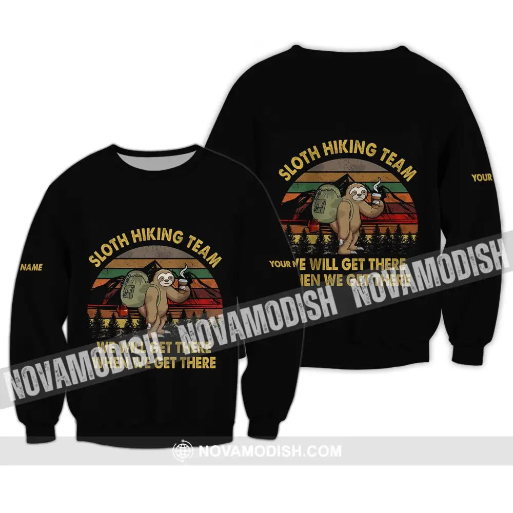 Unisex Shirt - Custom Name Shirt - Sloth Hiking Team We Will Get There When We Get There Vintage Shirt Long Sleeve / S