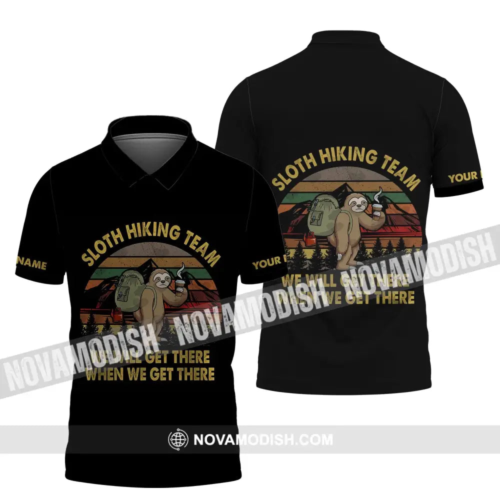 Unisex Shirt - Custom Name Shirt - Sloth Hiking Team We Will Get There When We Get There Vintage Shirt Polo Shirt / S