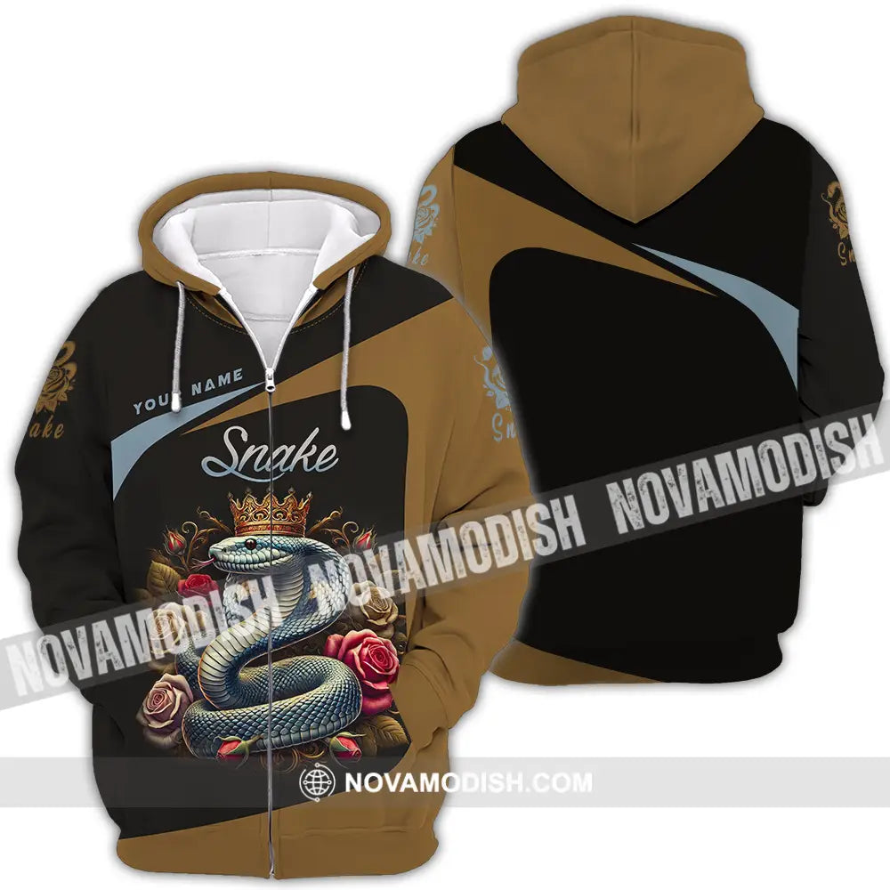Unisex Shirt - Custom Name Snake Zipper Hoodie / S T-Shirt