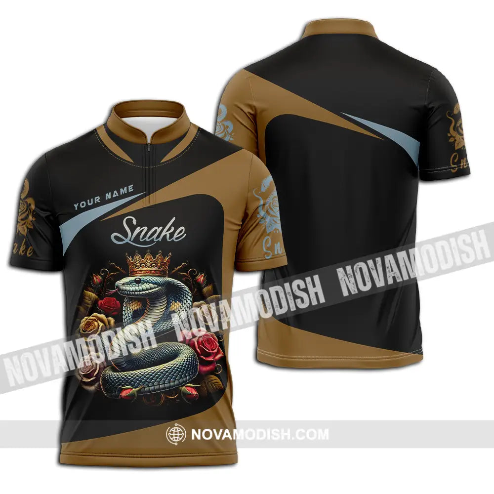 Unisex Shirt - Custom Name Snake Zipper Polo / S T-Shirt