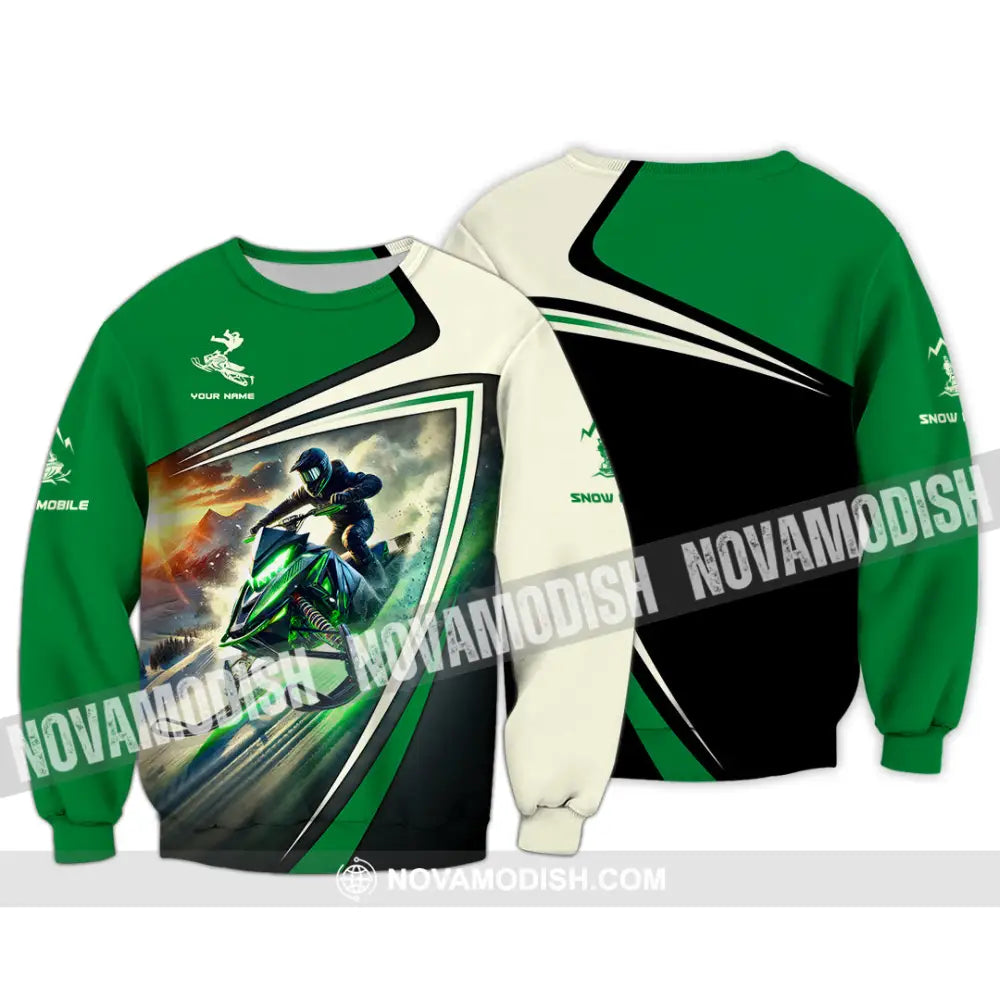 Unisex Shirt Custom Name Snow Mobile Gift Long Sleeve / S T-Shirt