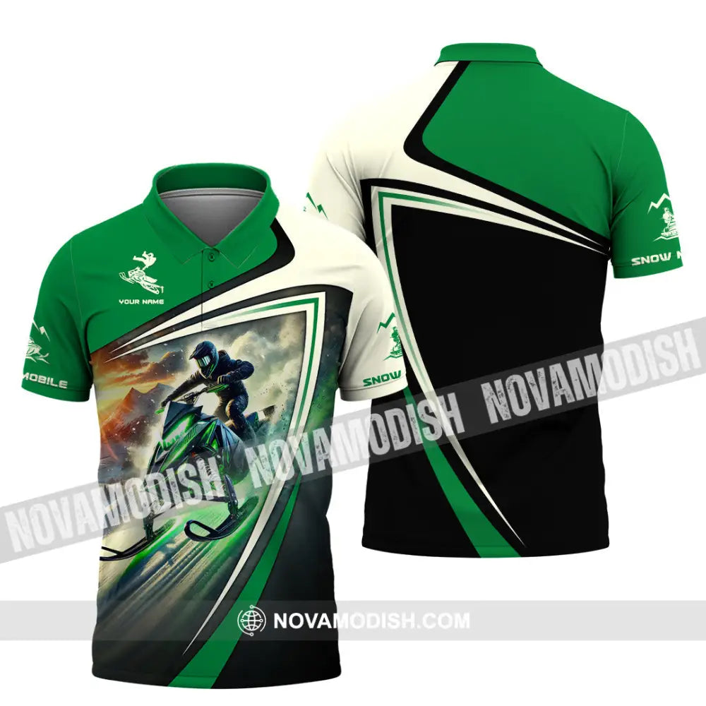 Unisex Shirt Custom Name Snow Mobile Gift Polo / S T-Shirt