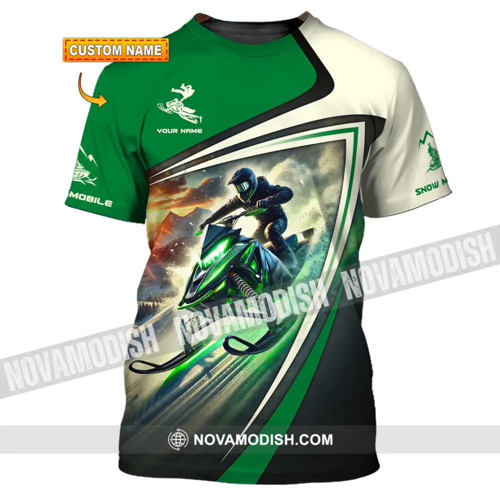 Unisex Shirt Custom Name Snow Mobile Gift T-Shirt