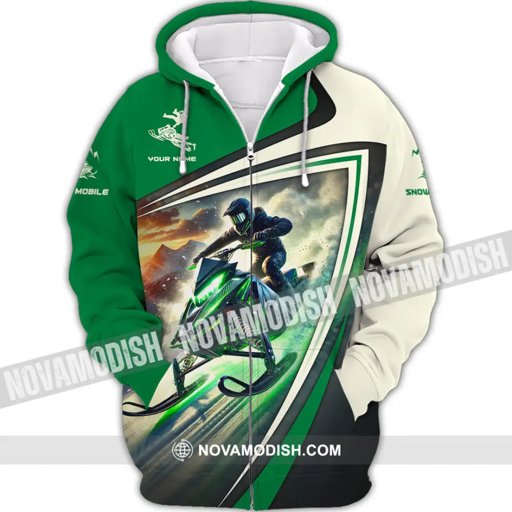 Unisex Shirt Custom Name Snow Mobile Gift Zipper Hoodie / S T-Shirt