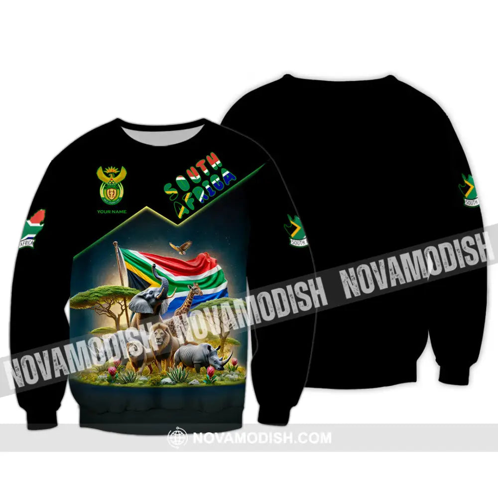 Unisex Shirt Custom Name South Africa Lover Gift Long Sleeve / S T-Shirt