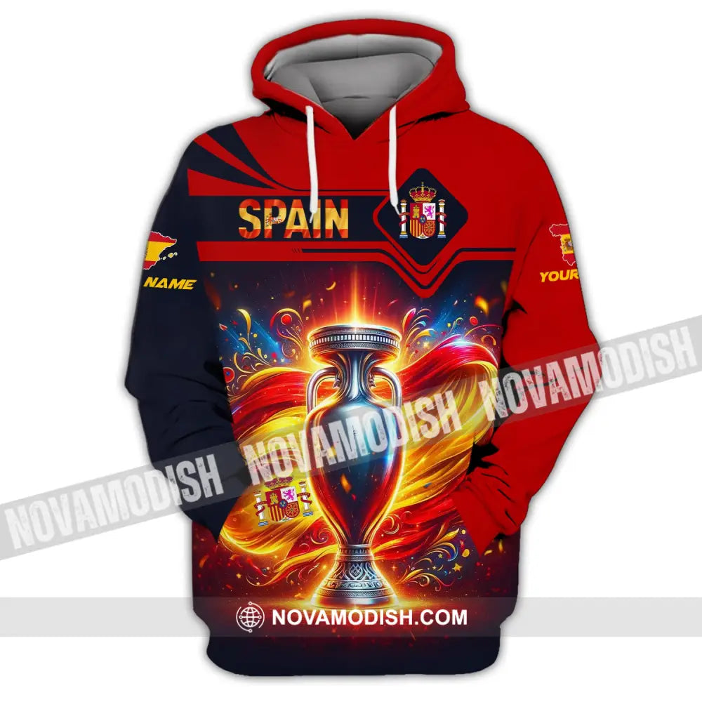 Unisex Shirt Custom Name Spain Football Euro 2024 Polo Long Sleeve Hoodie / S T-Shirt