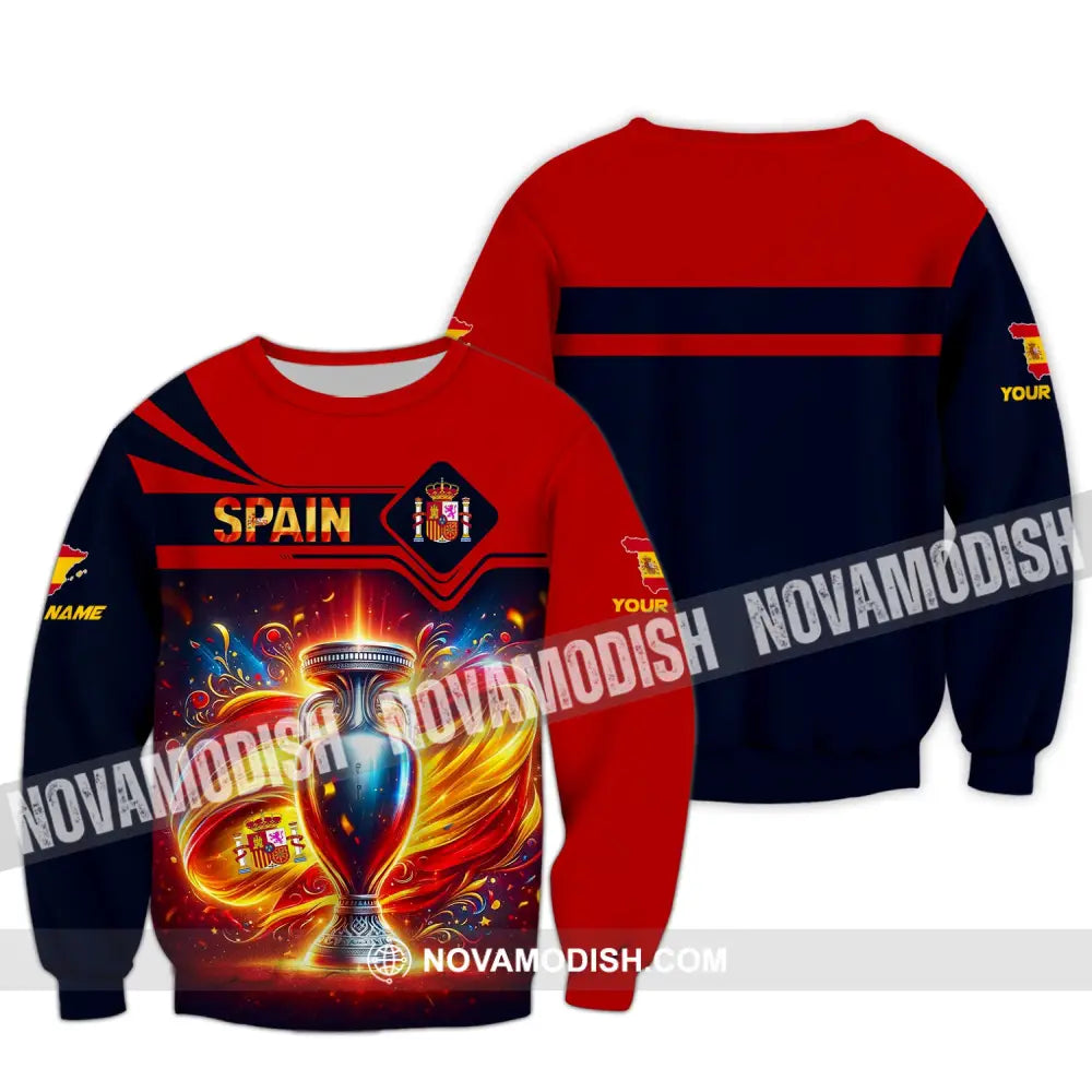 Unisex Shirt Custom Name Spain Football Euro 2024 Polo Long Sleeve / S T-Shirt