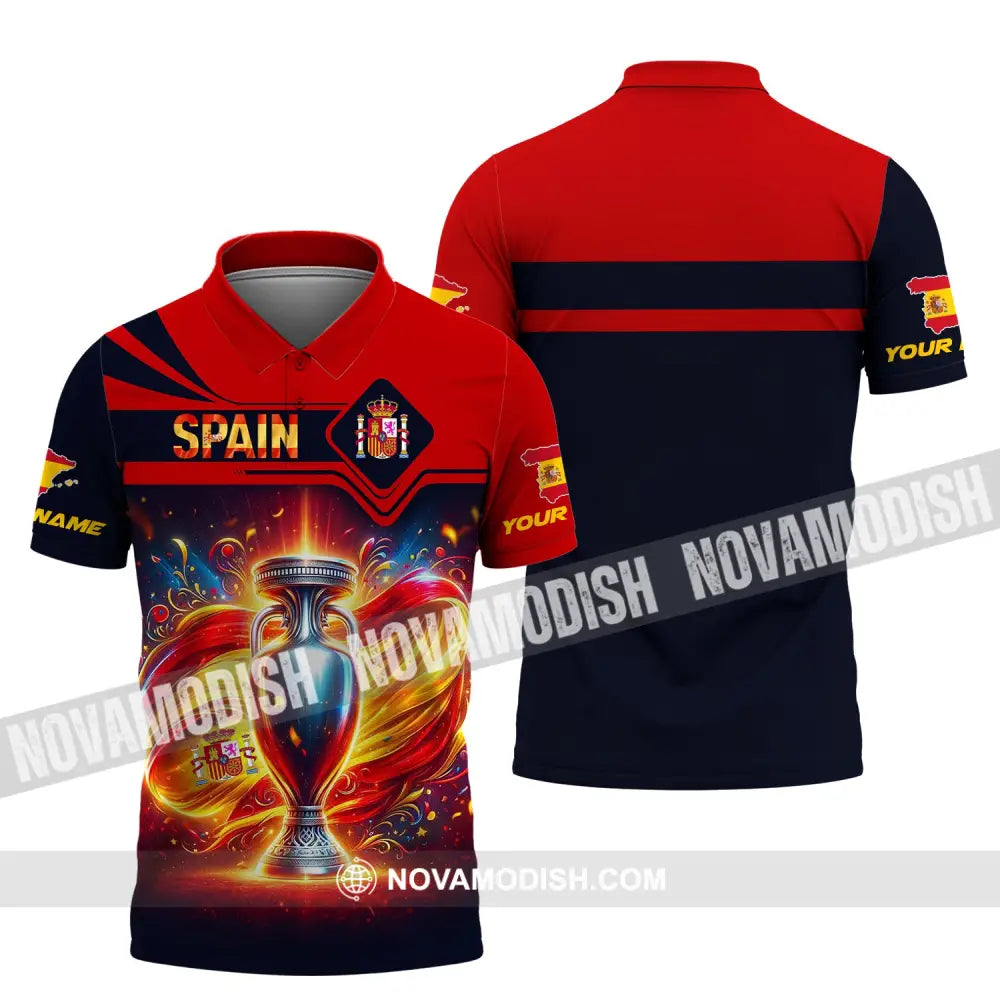 Unisex Shirt Custom Name Spain Football Euro 2024 Polo Long Sleeve / S T-Shirt