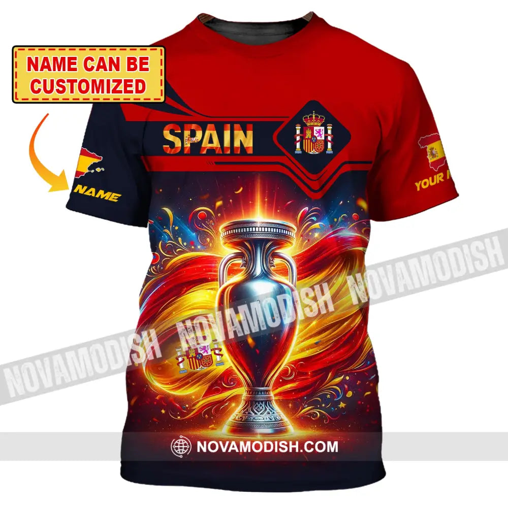 Unisex Shirt Custom Name Spain Football Euro 2024 Polo Long Sleeve T-Shirt