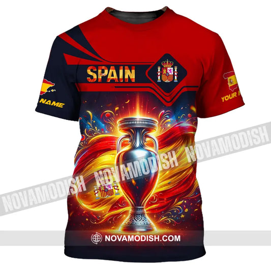 Unisex Shirt Custom Name Spain Football Euro 2024 Polo Long Sleeve T-Shirt / S