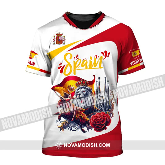 Unisex Shirt Custom Name Spain Football Polo Hoodie Long Sleeve T-Shirt / S